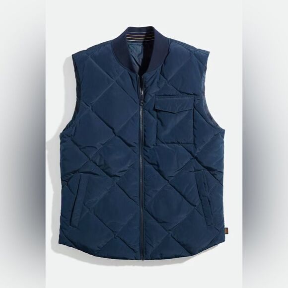 MARINE LAYER Light Weight Reversible Puffer Vest in Sky Captain NWT. Small - Picture 1 of 14
